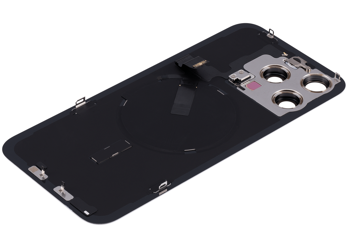 Iphone 15 Pro Max ile Uyumlu Arka Cam Çelik Plakalı Kablosuz NFC Şarj MagSafe Mıknatıs ve El Feneri Esnek ile Uyumlu Full Beyaz Titanyum - Görsel 5