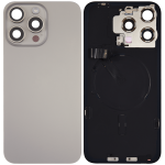 Iphone 15 Pro Max ile Uyumlu Arka Cam Çelik Plakalı Kablosuz NFC Şarj MagSafe Mıknatıs ve El Feneri Esnek ile Uyumlu Full Doğal Titanyum - Görsel 2