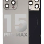 Iphone 15 Pro Max ile Uyumlu Arka Cam Çelik Plakalı Kablosuz NFC Şarj MagSafe Mıknatıs ve El Feneri Esnek ile Uyumlu Full Doğal Titanyum
