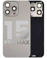 Iphone 15 Pro Max ile Uyumlu Arka Cam Çelik Plakalı Kablosuz NFC Şarj MagSafe Mıknatıs ve El Feneri Esnek ile Uyumlu Full Doğal Titanyum