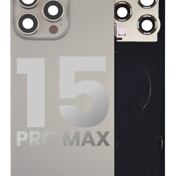 Iphone 15 Pro Max ile Uyumlu Arka Cam Çelik Plakalı Kablosuz NFC Şarj MagSafe Mıknatıs ve El Feneri Esnek ile Uyumlu Full Doğal Titanyum
