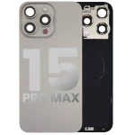 Iphone 15 Pro Max ile Uyumlu Arka Cam Çelik Plakalı Kablosuz NFC Şarj MagSafe Mıknatıs ve El Feneri Esnek ile Uyumlu Full  Doğal Titanyum