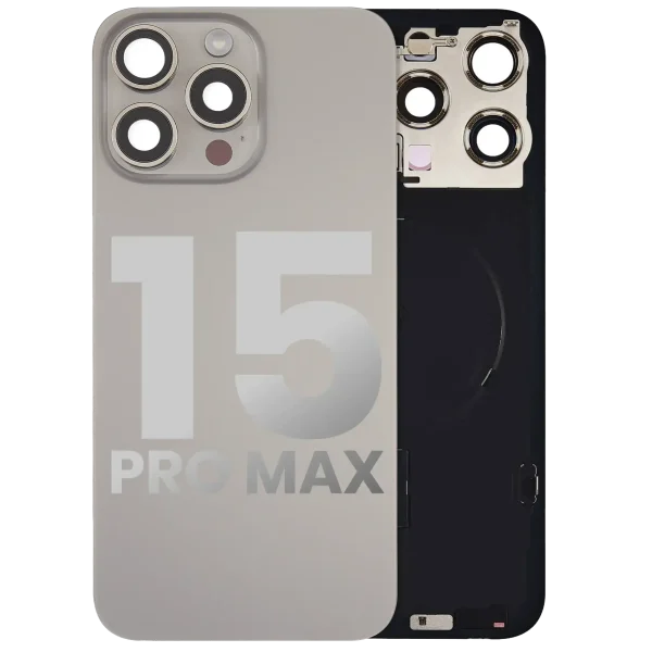 Iphone 15 Pro Max ile Uyumlu Arka Cam Çelik Plakalı Kablosuz NFC Şarj MagSafe Mıknatıs ve El Feneri Esnek ile Uyumlu Full  Doğal Titanyum