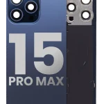 Iphone 15 Pro Max ile Uyumlu Arka Cam Çelik Plakalı Kablosuz NFC Şarj MagSafe Mıknatıs ve El Feneri Esnek ile Uyumlu Full Mavi Titanyum