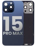 Iphone 15 Pro Max ile Uyumlu Arka Cam Çelik Plakalı Kablosuz NFC Şarj MagSafe Mıknatıs ve El Feneri Esnek ile Uyumlu Full Mavi Titanyum