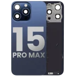 Iphone 15 Pro Max ile Uyumlu Arka Cam Çelik Plakalı Kablosuz NFC Şarj MagSafe Mıknatıs ve El Feneri Esnek ile Uyumlu Full  Mavi Titanyum