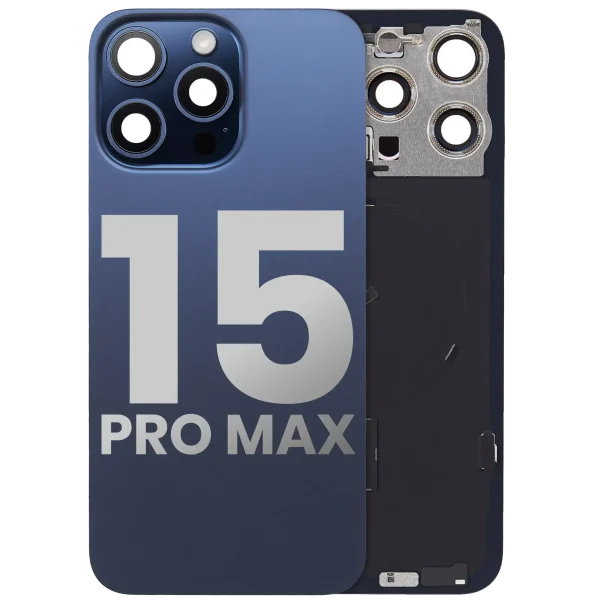 Iphone 15 Pro Max ile Uyumlu Arka Cam Çelik Plakalı Kablosuz NFC Şarj MagSafe Mıknatıs ve El Feneri Esnek ile Uyumlu Full  Mavi Titanyum