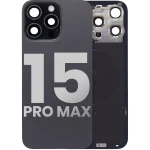Iphone 15 Pro Max ile Uyumlu Arka Cam Çelik Plakalı Kablosuz NFC Şarj MagSafe Mıknatıs ve El Feneri Esnek ile Uyumlu Full  Siyah Titanyum
