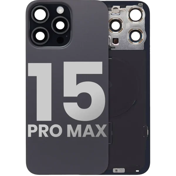 Iphone 15 Pro Max ile Uyumlu Arka Cam Çelik Plakalı Kablosuz NFC Şarj MagSafe Mıknatıs ve El Feneri Esnek ile Uyumlu Full  Siyah Titanyum