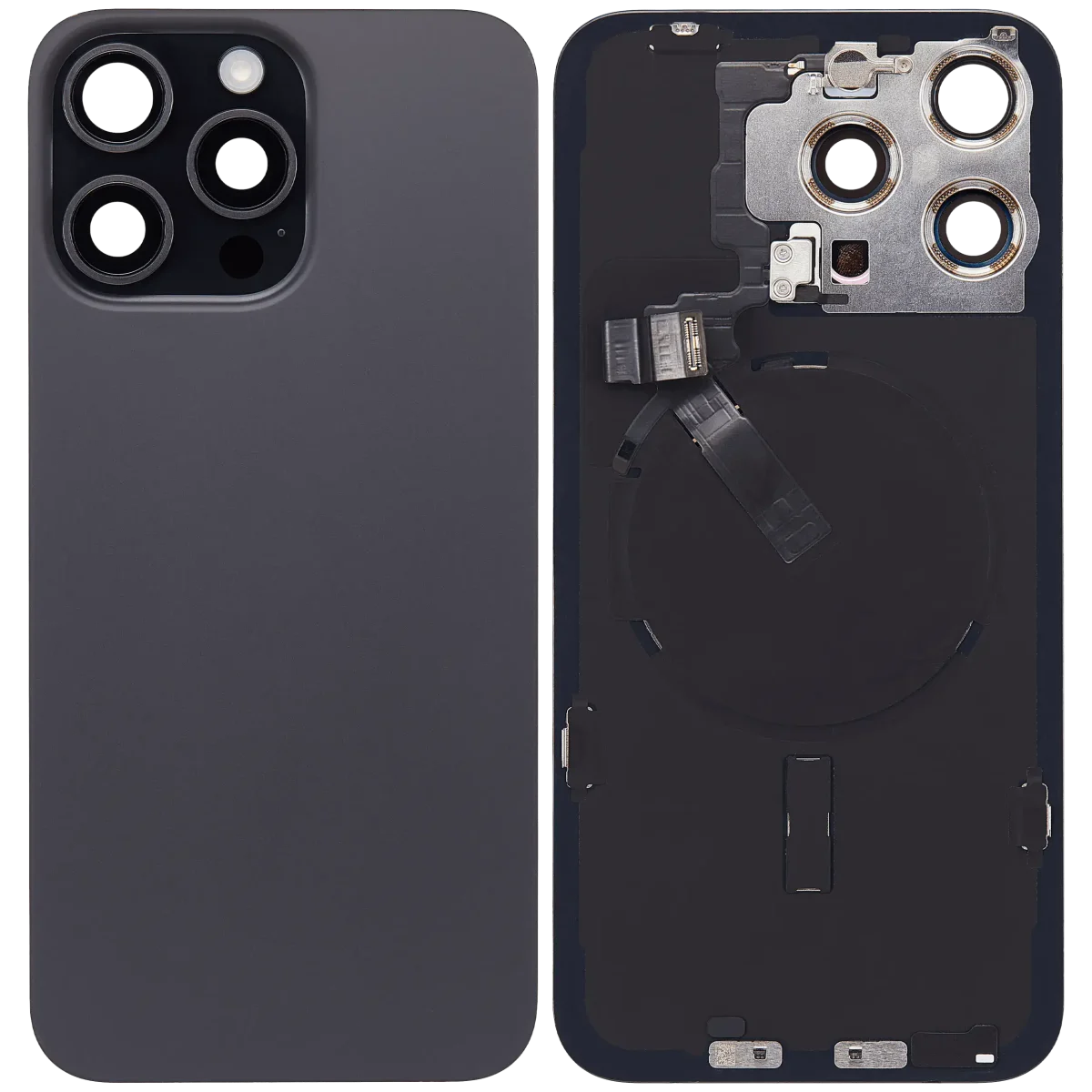 Iphone 15 Pro Max ile Uyumlu Arka Cam Çelik Plakalı Kablosuz NFC Şarj MagSafe Mıknatıs ve El Feneri Esnekliği Servis Paketi ile Uyumlu Siyah Titanyum - Görsel 3