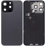 Iphone 15 Pro Max ile Uyumlu Arka Cam Çelik Plakalı Kablosuz NFC Şarj MagSafe Mıknatıs ve El Feneri Esnekliği Servis Paketi ile Uyumlu Siyah Titanyum - Görsel 3