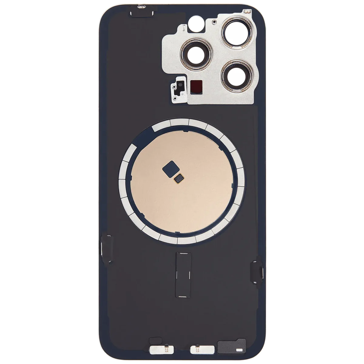 Iphone 15 Pro Max ile Uyumlu Arka Cam Çelik Plakalı MagSafe Mıknatıs Önceden Takılmış Kapak  Beyaz Titanyum - Görsel 3