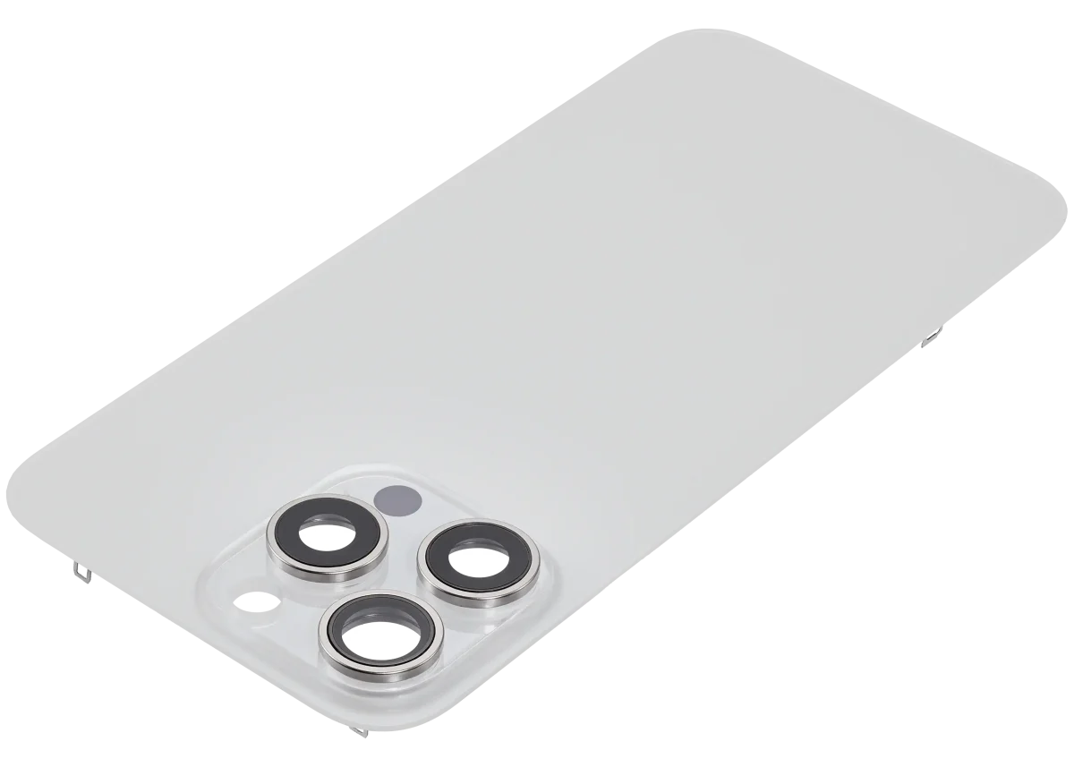 Iphone 15 Pro Max ile Uyumlu Arka Cam Çelik Plakalı MagSafe Mıknatıs Önceden Takılmış Kapak  Beyaz Titanyum - Görsel 4