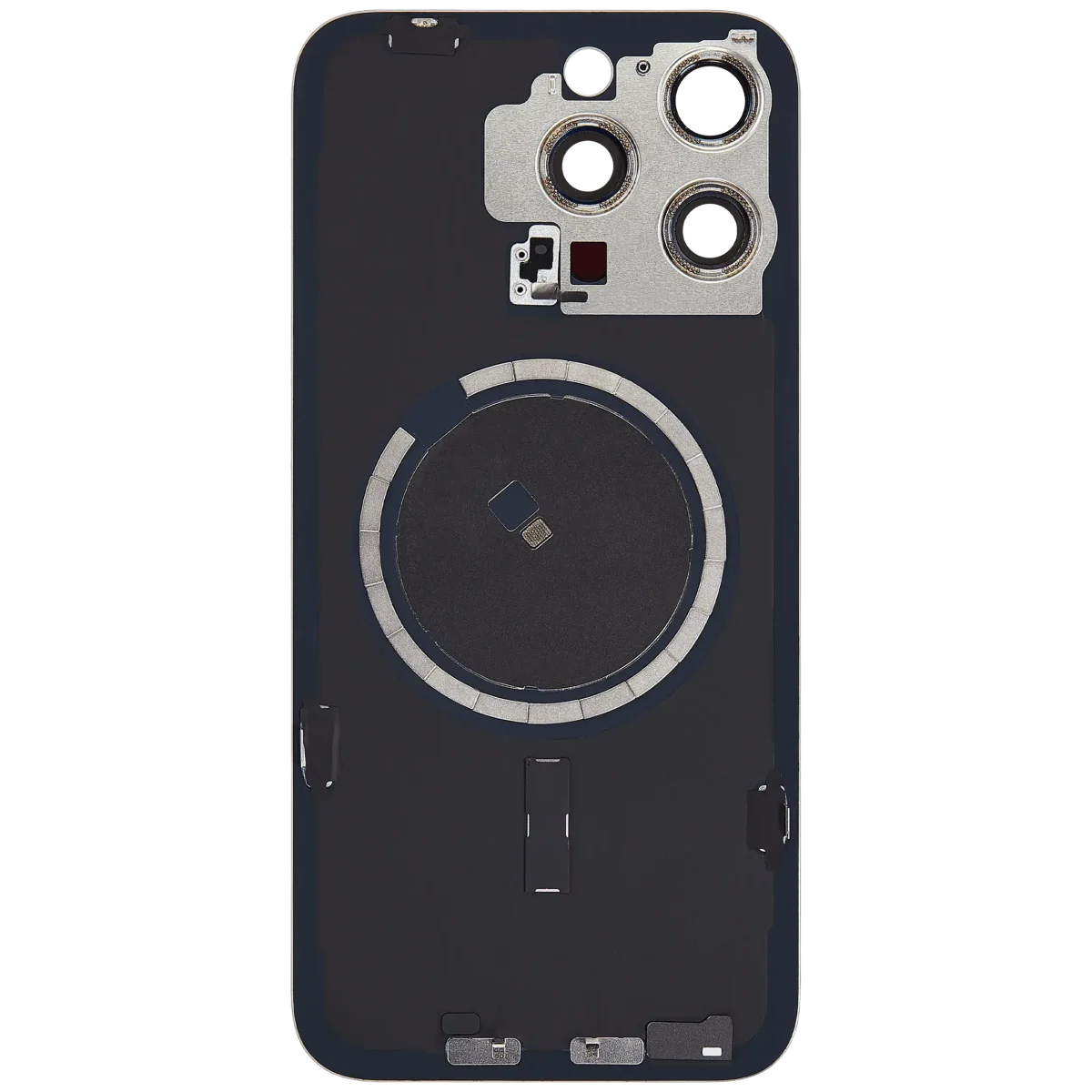 Iphone 15 Pro Max ile Uyumlu Arka Cam Çelik Plakalı MagSafe Mıknatıs Önceden Takılmış Kapak  Doğal Titanyum - Görsel 3