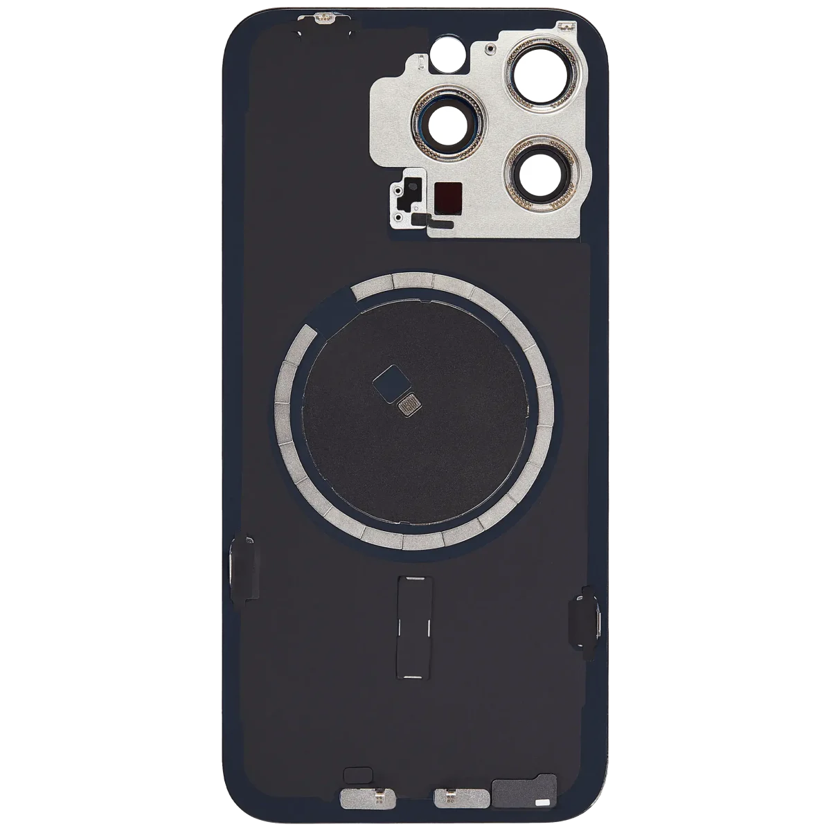 Iphone 15 Pro Max ile Uyumlu Arka Cam Çelik Plakalı MagSafe Mıknatıs Önceden Takılmış Kapak  Siyah Titanyum - Görsel 2