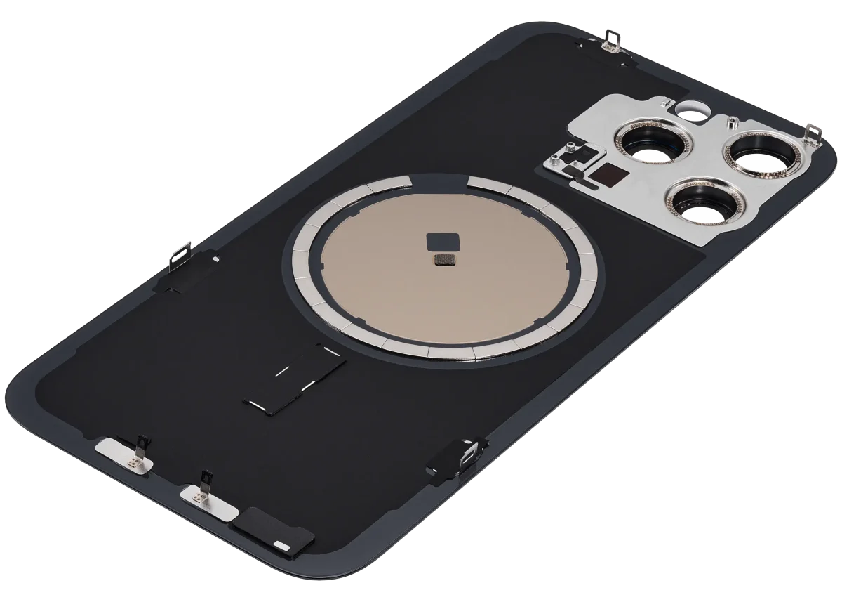 Iphone 15 Pro Max ile Uyumlu Arka Cam Çelik Plakalı MagSafe Mıknatıs Önceden Takılmış Kapak  Siyah Titanyum - Görsel 4
