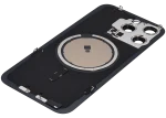 Iphone 15 Pro Max ile Uyumlu Arka Cam Çelik Plakalı MagSafe Mıknatıs Önceden Takılmış Kapak  Siyah Titanyum - Görsel 4