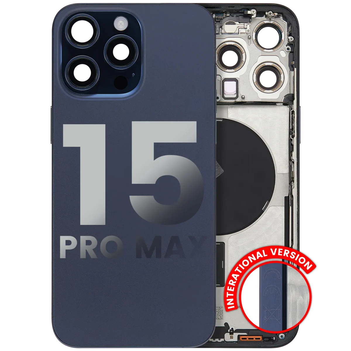 Iphone 15 Pro Max ile Uyumlu Kasa Bileşenler Önceden Takılmış Uluslararası Sürüm ile Uyumlu Kasa Kasa Mavi Titanyum