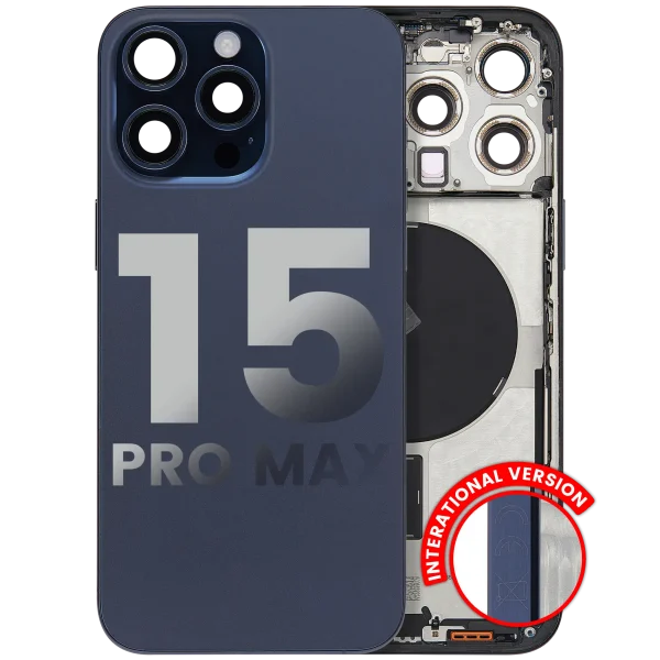 Iphone 15 Pro Max ile Uyumlu Kasa Bileşenler Önceden Takılmış Uluslararası Sürüm ile Uyumlu Kasa Kasa Mavi Titanyum