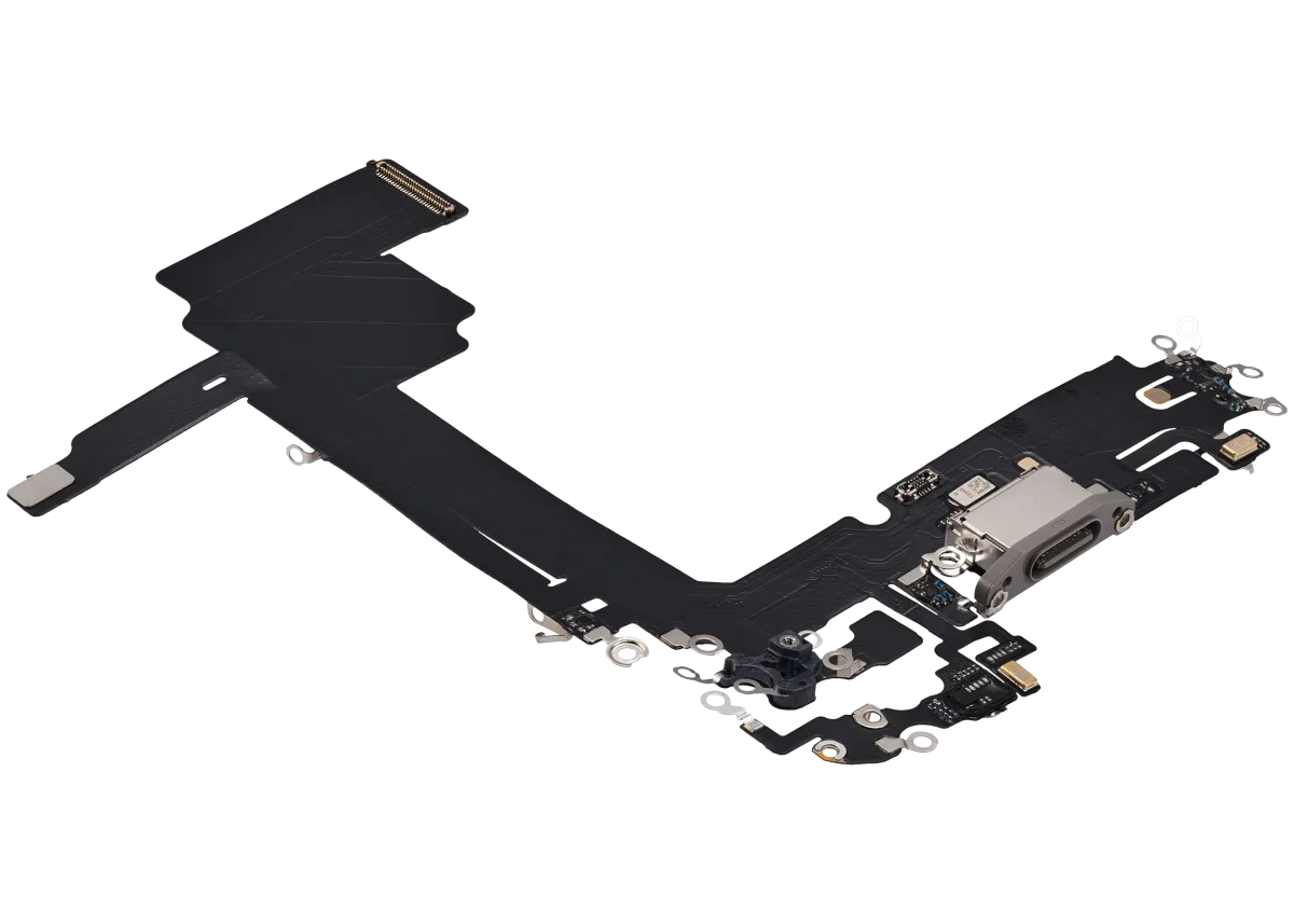 Iphone 15 Pro Max ile Uyumlu Şarj Portu Esnek Kablosu Aftermarket Plus Doğal Titanyum ile Uyumlu - Görsel 4