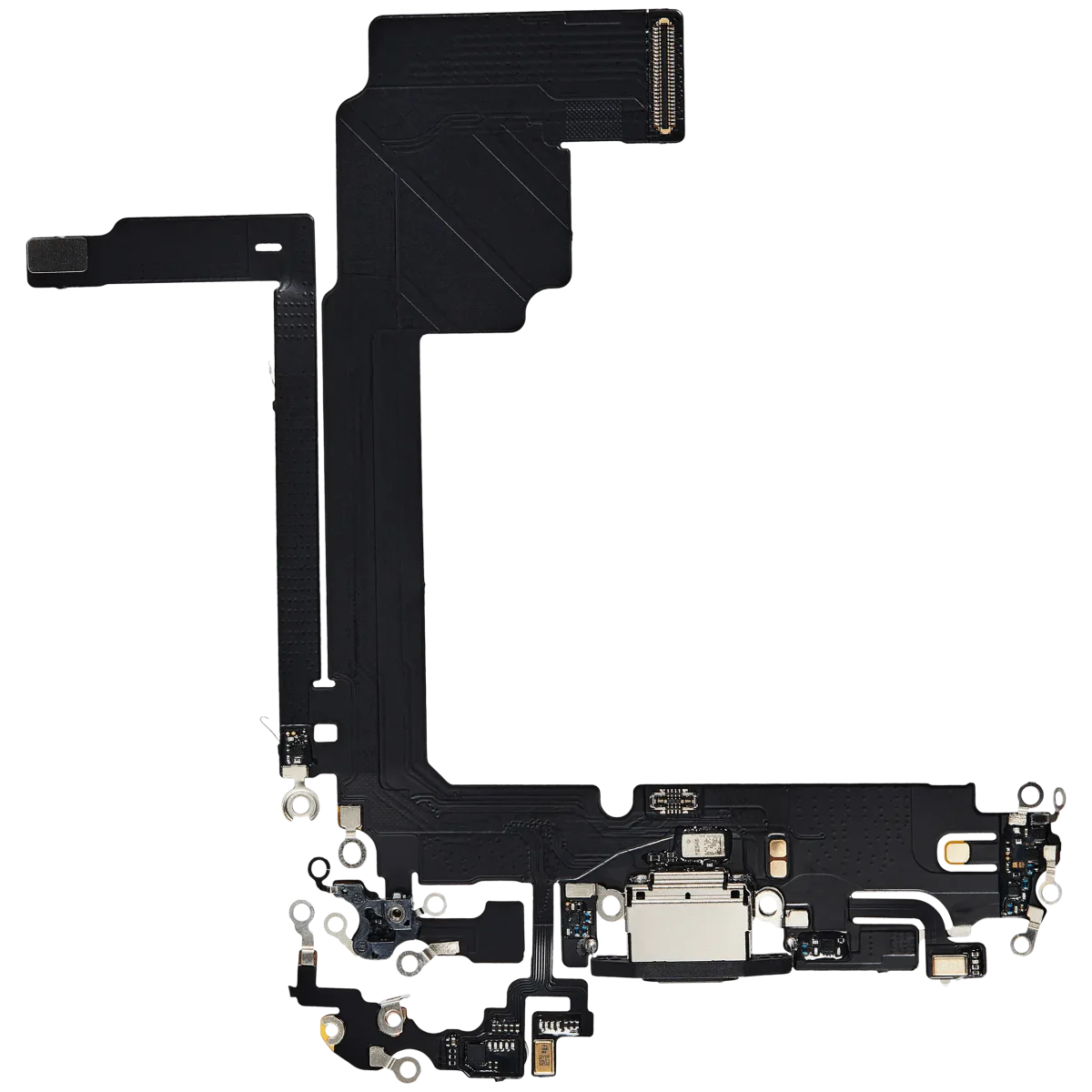 Iphone 15 Pro Max ile Uyumlu Şarj Portu Esnek Kablosu Aftermarket Plus Siyah Titanyum ile Uyumlu