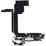 Iphone 15 Pro Max ile Uyumlu Şarj Portu Esnek Kablosu Aftermarket Plus Siyah Titanyum ile Uyumlu