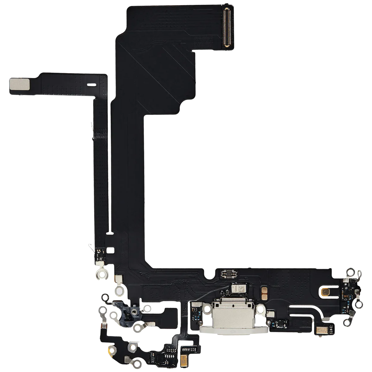Iphone 15 Pro Max ile Uyumlu Şarj Portu Esnek Kablosu Aftermarket Plus ile Uyumlu Beyaz Titanyum