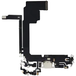 Iphone 15 Pro Max ile Uyumlu Şarj Portu Esnek Kablosu Aftermarket Plus ile Uyumlu Beyaz Titanyum