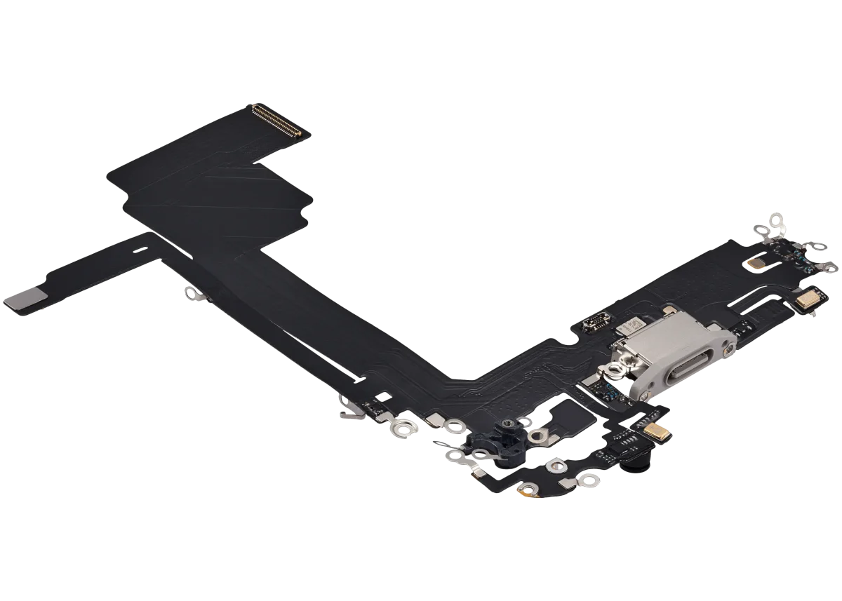 Iphone 15 Pro Max ile Uyumlu Şarj Portu Esnek Kablosu Aftermarket Plus ile Uyumlu Beyaz Titanyum - Görsel 4