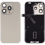 Iphone 15 Pro ile Uyumlu Arka Cam Çelik Plakalı Kablosuz NFC Şarj MagSafe Mıknatıs ve El Feneri Esnek ile Uyumlu  Doğal Titanyum