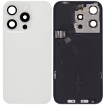Iphone 15 Pro ile Uyumlu Arka Cam Çelik Plakalı Kablosuz NFC Şarj MagSafe Mıknatıs ve El Feneri Esnek ile Uyumlu Full Beyaz Titanyum - Görsel 2