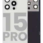 Iphone 15 Pro ile Uyumlu Arka Cam Çelik Plakalı Kablosuz NFC Şarj MagSafe Mıknatıs ve El Feneri Esnek ile Uyumlu Full  Beyaz Titanyum