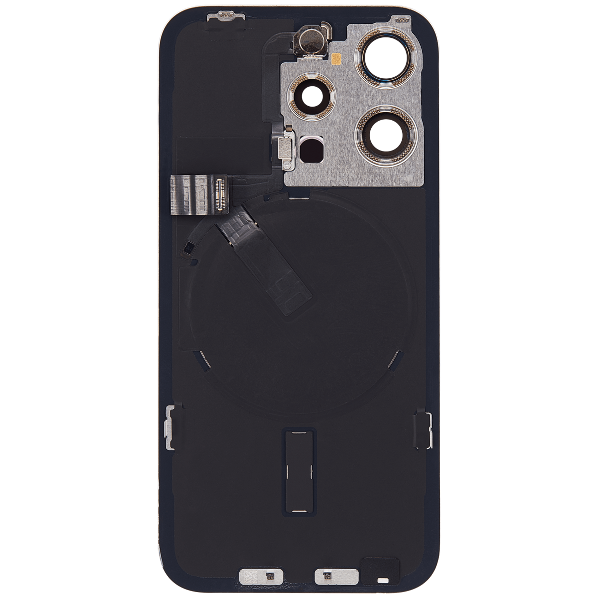 Iphone 15 Pro ile Uyumlu Arka Cam Çelik Plakalı Kablosuz NFC Şarj MagSafe Mıknatıs ve El Feneri Esnek ile Uyumlu Full Beyaz Titanyum - Görsel 3
