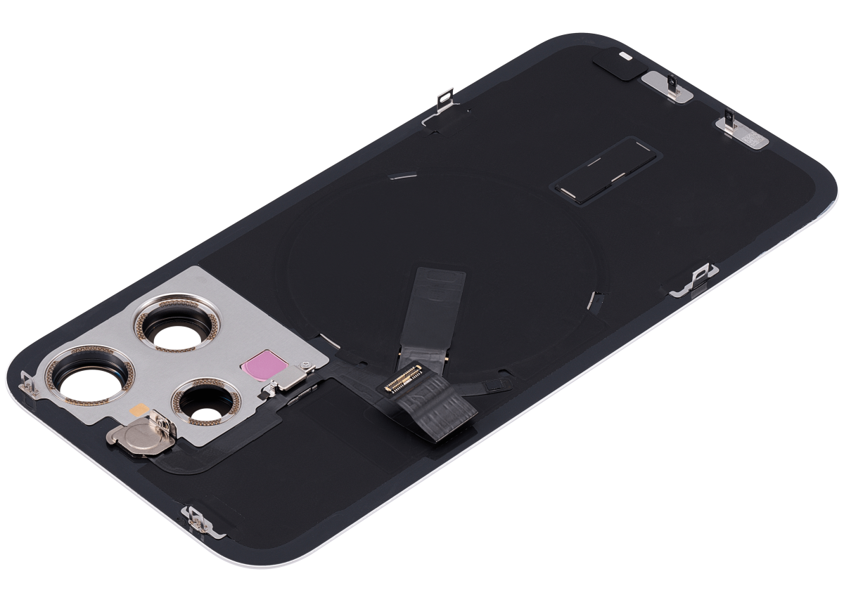 Iphone 15 Pro ile Uyumlu Arka Cam Çelik Plakalı Kablosuz NFC Şarj MagSafe Mıknatıs ve El Feneri Esnek ile Uyumlu Full Beyaz Titanyum - Görsel 5