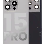 Iphone 15 Pro ile Uyumlu Arka Cam Çelik Plakalı Kablosuz NFC Şarj MagSafe Mıknatıs ve El Feneri Esnek ile Uyumlu Full Doğal Titanyum