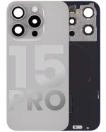 Iphone 15 Pro ile Uyumlu Arka Cam Çelik Plakalı Kablosuz NFC Şarj MagSafe Mıknatıs ve El Feneri Esnek ile Uyumlu Full Doğal Titanyum