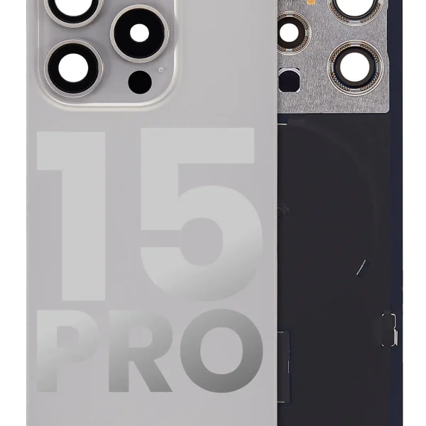 Iphone 15 Pro ile Uyumlu Arka Cam Çelik Plakalı Kablosuz NFC Şarj MagSafe Mıknatıs ve El Feneri Esnek ile Uyumlu Full Doğal Titanyum