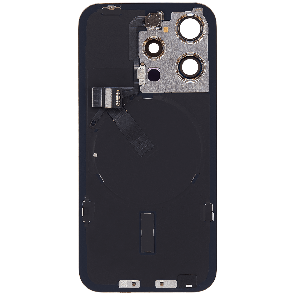 Iphone 15 Pro ile Uyumlu Arka Cam Çelik Plakalı Kablosuz NFC Şarj MagSafe Mıknatıs ve El Feneri Esnek ile Uyumlu Full Doğal Titanyum - Görsel 3