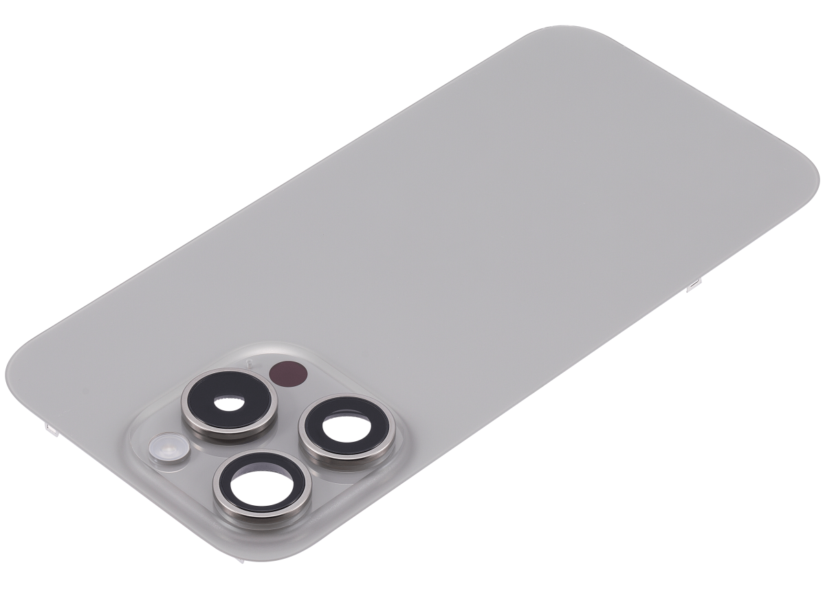 Iphone 15 Pro ile Uyumlu Arka Cam Çelik Plakalı Kablosuz NFC Şarj MagSafe Mıknatıs ve El Feneri Esnek ile Uyumlu Full Doğal Titanyum - Görsel 4