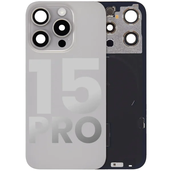 Iphone 15 Pro ile Uyumlu Arka Cam Çelik Plakalı Kablosuz NFC Şarj MagSafe Mıknatıs ve El Feneri Esnek ile Uyumlu Full  Doğal Titanyum