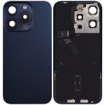 Iphone 15 Pro ile Uyumlu Arka Cam Çelik Plakalı Kablosuz NFC Şarj MagSafe Mıknatıs ve El Feneri Esnek ile Uyumlu Full Mavi Titanyum - Görsel 2