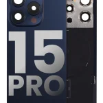 Iphone 15 Pro ile Uyumlu Arka Cam Çelik Plakalı Kablosuz NFC Şarj MagSafe Mıknatıs ve El Feneri Esnek ile Uyumlu Full  Mavi Titanyum