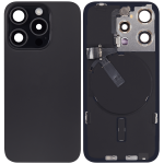 Iphone 15 Pro ile Uyumlu Arka Cam Çelik Plakalı Kablosuz NFC Şarj MagSafe Mıknatıs ve El Feneri Esnek ile Uyumlu Full Siyah Titanyum - Görsel 2