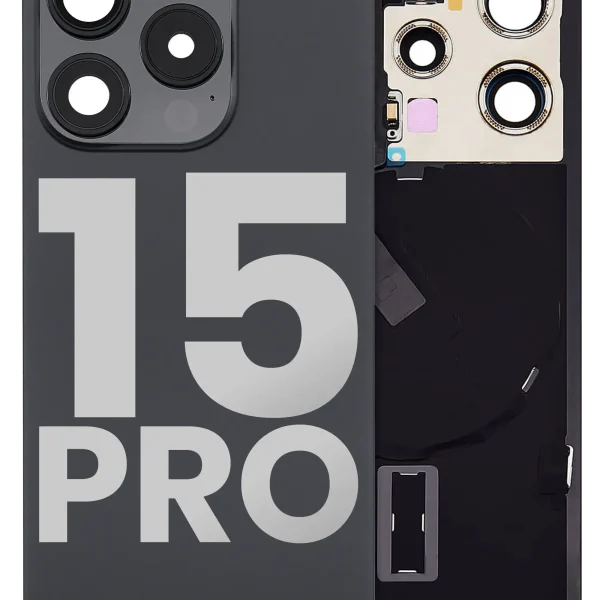 Iphone 15 Pro ile Uyumlu Arka Cam Çelik Plakalı Kablosuz NFC Şarj MagSafe Mıknatıs ve El Feneri Esnek ile Uyumlu Full Siyah Titanyum