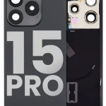 Iphone 15 Pro ile Uyumlu Arka Cam Çelik Plakalı Kablosuz NFC Şarj MagSafe Mıknatıs ve El Feneri Esnek ile Uyumlu Full  Siyah Titanyum