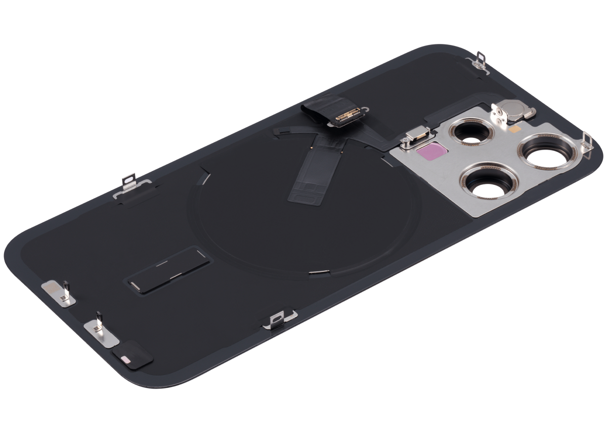 Iphone 15 Pro ile Uyumlu Arka Cam Çelik Plakalı Kablosuz NFC Şarj MagSafe Mıknatıs ve El Feneri Esnek ile Uyumlu Full Siyah Titanyum - Görsel 5