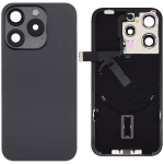 Iphone 15 Pro ile Uyumlu Arka Cam Çelik Plakalı Kablosuz NFC Şarj MagSafe Mıknatıs ve El Feneri Esnek ile Uyumlu  Siyah Titanyum