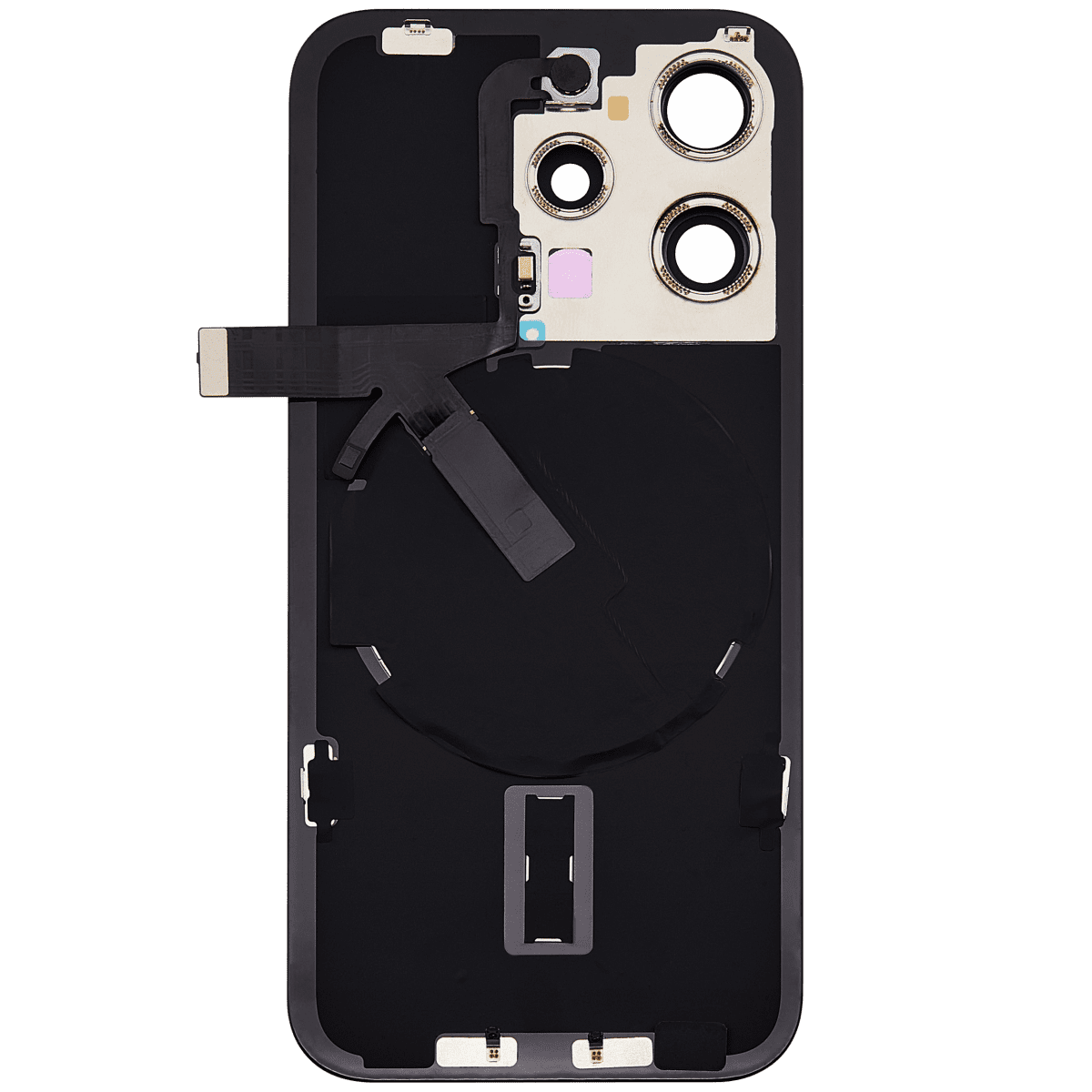 Iphone 15 Pro ile Uyumlu Arka Cam Çelik Plakalı Kablosuz NFC Şarj MagSafe Mıknatıs ve El Feneri Esnek ile Uyumlu  Siyah Titanyum - Görsel 2