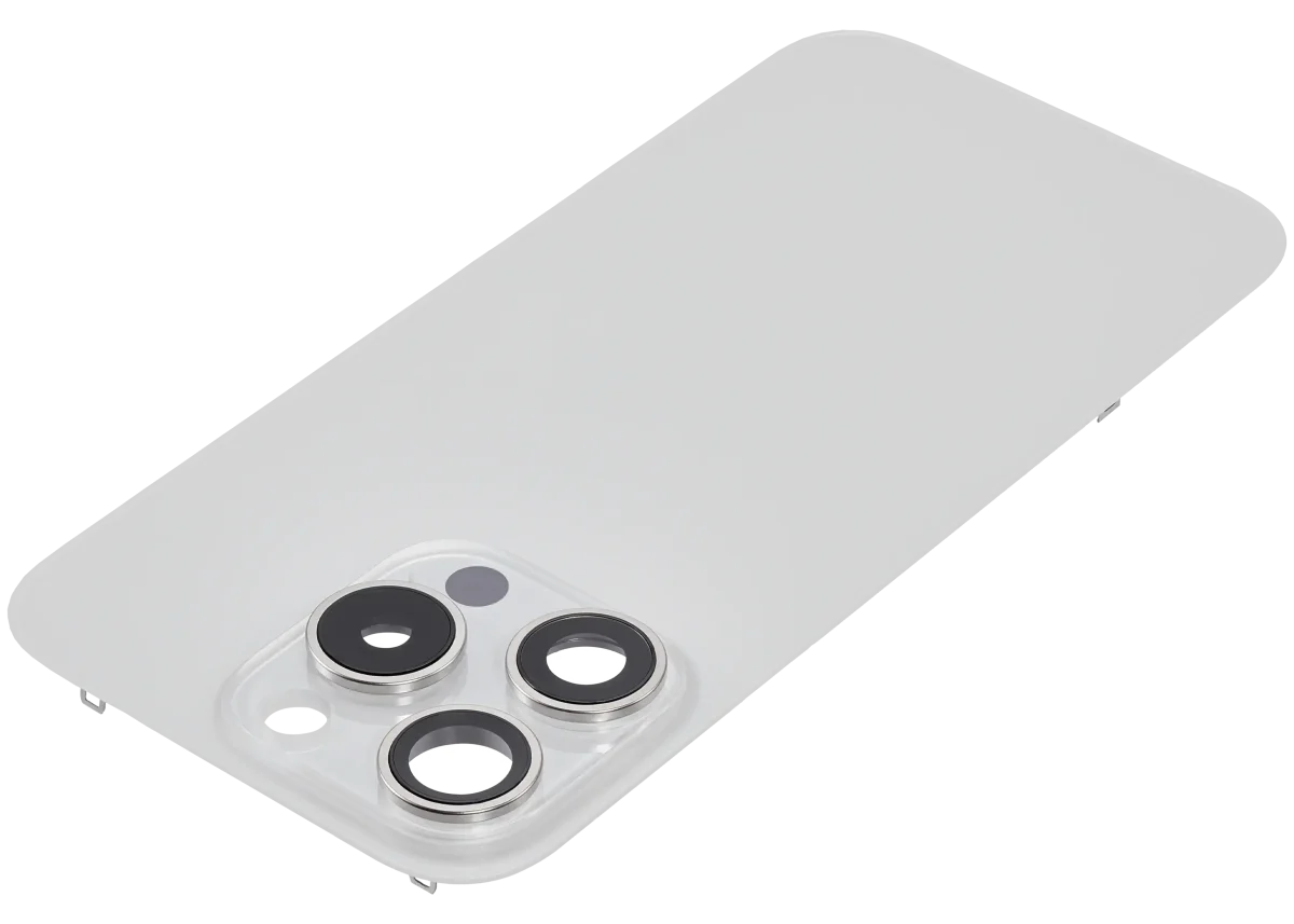 Iphone 15 Pro ile Uyumlu Arka Cam Çelik Plakalı MagSafe Mıknatıs Önceden Takılmış Kapak  Beyaz Titanyum - Görsel 3