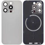 Iphone 15 Pro ile Uyumlu Arka Cam Çelik Plakalı MagSafe Mıknatıs Önceden Takılmış Kapak  Doğal Titanyum